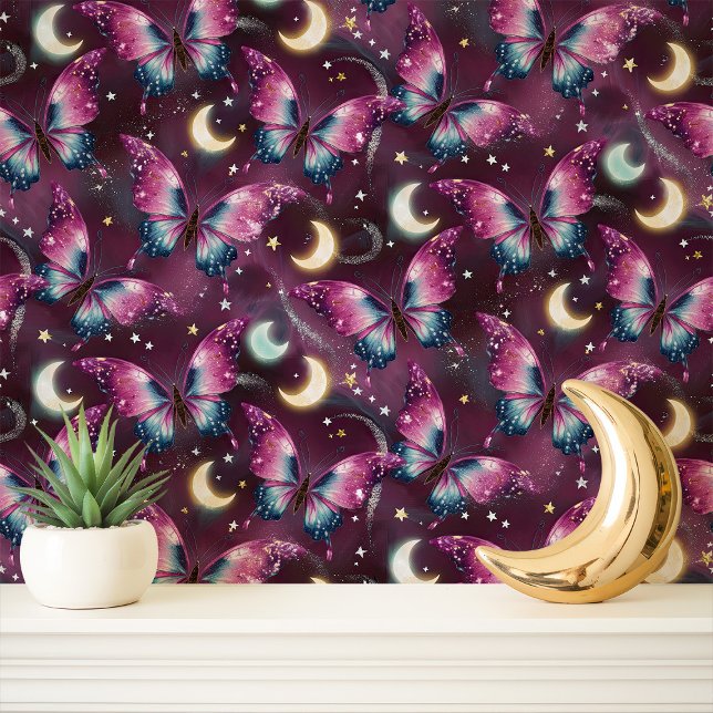 Papel Pintado Mariposas y lunas galaxiales (Subido por el creador)
