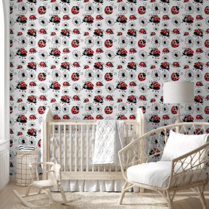 Papel Pintado Mariquitas Y Flores Caprichosas Pequeñas