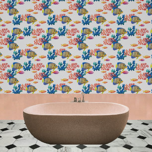 Papel Pintado Marisco oceánico con pescado y coral