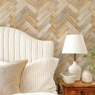 Papel Pintado Mármol beige y crema en espiga y Chevron