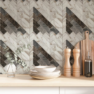 Papel Pintado Mármol Gris Geométrico