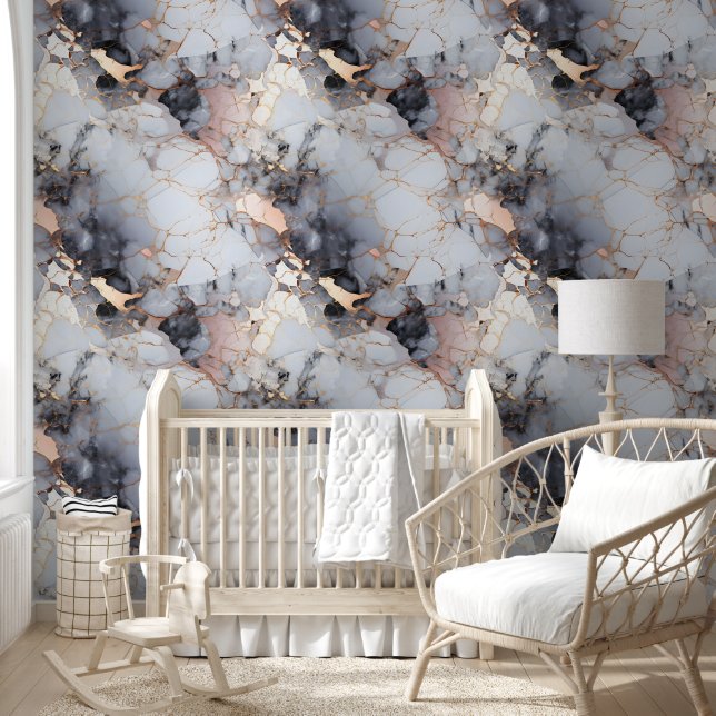 Papel Pintado Mármol rosa de oro Rosa moderno (Niños)