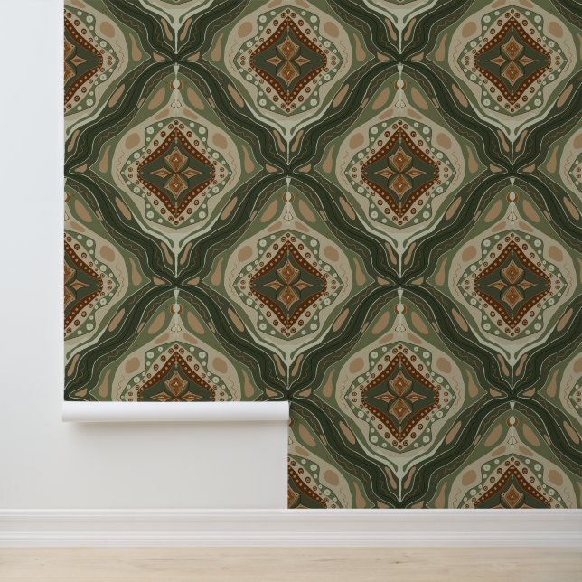Papel Pintado Marrón y Caqui Boho Vibraciones Terrosas (Solicitud)