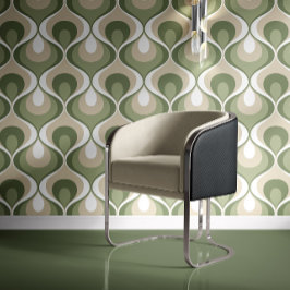 Papel Pintado Masaje retro de aceite de oliva Sage Green Beige