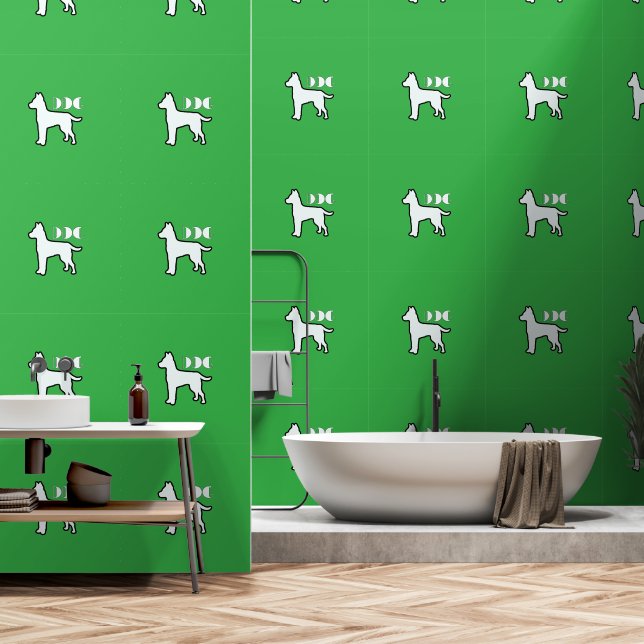 Papel Pintado MASCOTA de Perro Blanco Brt Green (Baño)