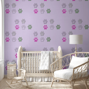 Papel Pintado Mascota Paw Imprime gatos Perros Lavanda Púrpura