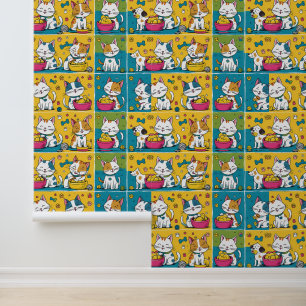 Papel Pintado Mascotas juguetones y corazones felices pelar y pe
