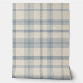 Papel Pintado Masculine Muted Blue Plaid w/ Linen Texture