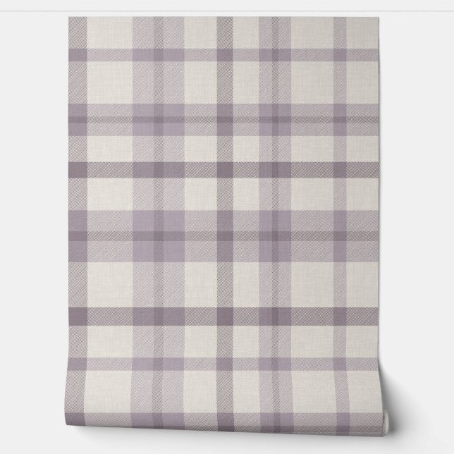 Papel Pintado Masculine Muted Purple Plaid w/ Linen Texture (Desenrollar)