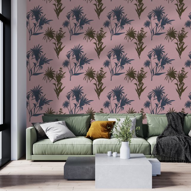 Papel Pintado Mauve de patrón de flores botánicas Boho (Subido por el creador)