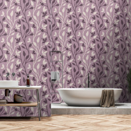 Papel Pintado Mauve Hoja Botánica Moderna Minimalista