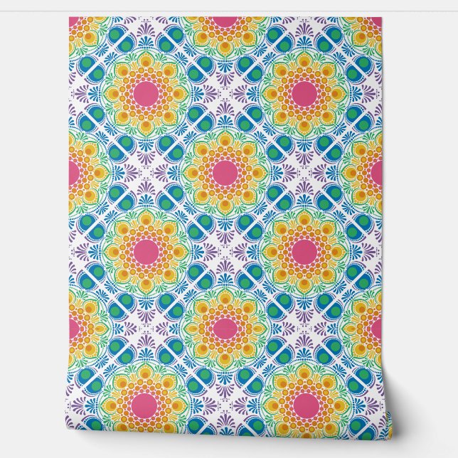 Papel Pintado Maxima fuente arcoíris floral Diamante (Desenrollar)