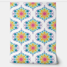 Papel Pintado Maxima Fuente Floral Arcoiris Retro Ogee