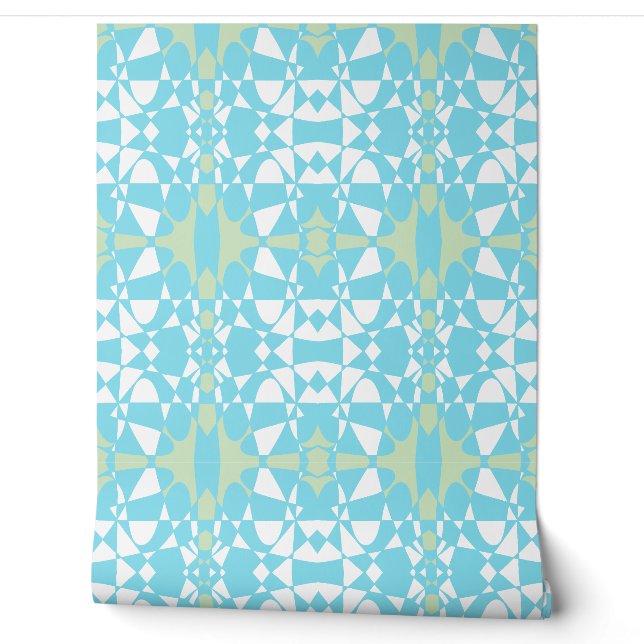 Papel Pintado Mazipoodles Star Square Resumen Check - Turquesa (Desenrollar)