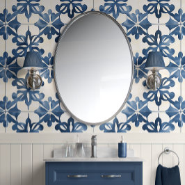 Papel Pintado Medley floral índigo - azul y crema - costa