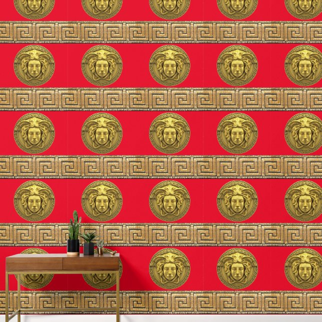 Papel Pintado Medusa y el oro griego clave en el diseñador RED (Pasillo)