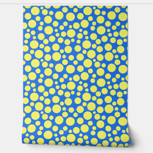 Papel Pintado Melocotones amarillos en un fondo azul cielo