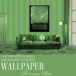 Papel Pintado Menta Marroquí Seis Pulgadas Verde Sombra Raya