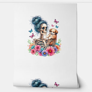 Papel Pintado Messy Bun Skeleton Cute cachorro Perros Amantes de