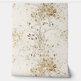 Papel Pintado Metalic style branch mid century gold glitter