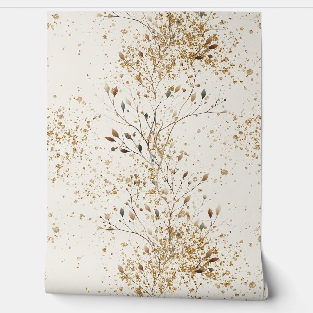 Papel Pintado Metalic style branch mid century gold glitter (Desenrollar)