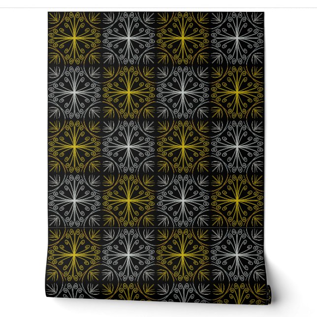 Papel Pintado Metallic flower tile abstract (Desenrollar)