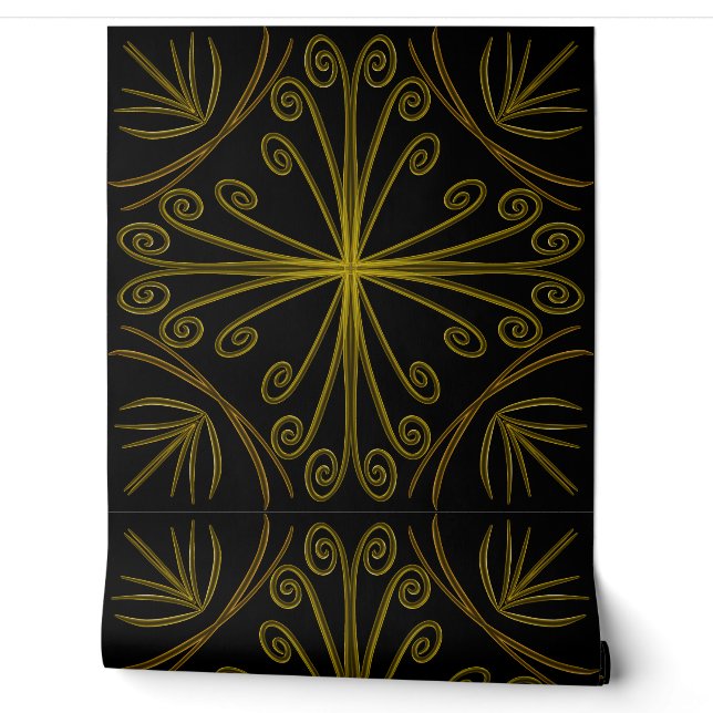 Papel Pintado Metallic flower tile abstract GOLD (Desenrollar)