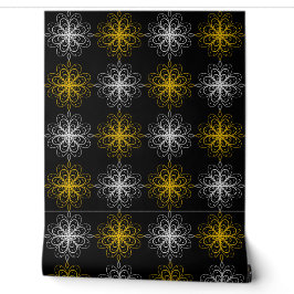 Papel Pintado Metallic flower tile gray background