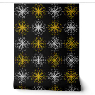 Papel Pintado Metallic flower tile gray background