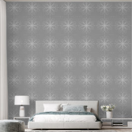 Papel Pintado Metallic flower tile gray background