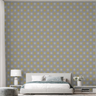 Papel Pintado Metallic flower tile gray background
