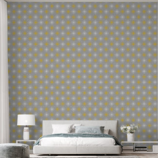 Papel Pintado Metallic flower tile gray background