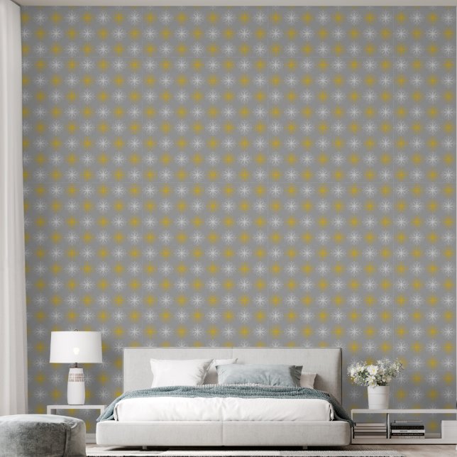 Papel Pintado Metallic flower tile gray background (Dormitorio)
