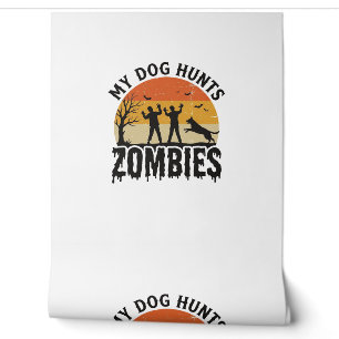 Papel Pintado Mi perro caza zombies vintage Halloween arte de pe