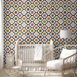 Papel Pintado Mid Century Modern | Retro Pop Flower Mosaic