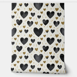 Papel Pintado Midnight Hearts & Golden Shimmer