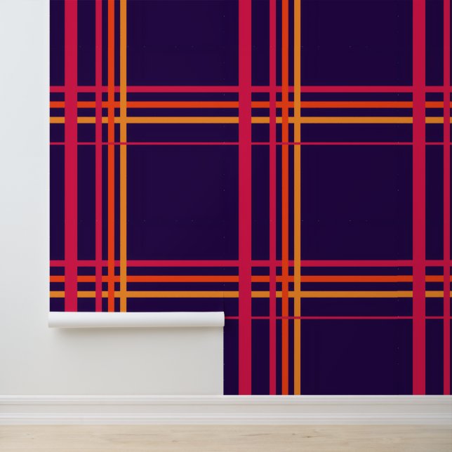 Papel Pintado Midnight Neon Plaid Tartan (Solicitud)