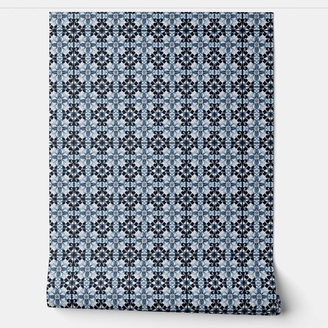 Papel Pintado Mini de Bloom Regal Escarcha - Azul, Blanco, Negro (Desenrollar)