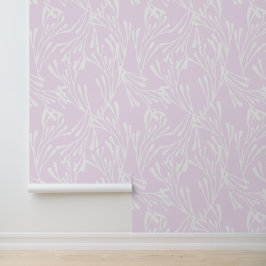 Papel Pintado Minimal Coastal Coral and Seaweed Light Pink