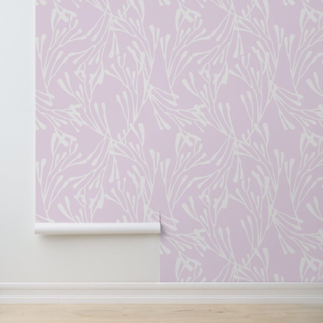 Papel Pintado Minimal Coastal Coral and Seaweed Light Pink (Solicitud)