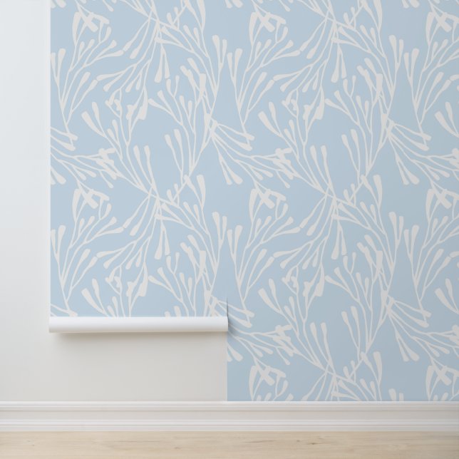 Papel Pintado Minimal Coastal Coral in Light Blue (Solicitud)
