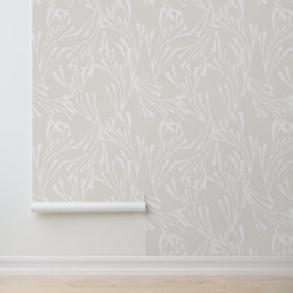 Papel Pintado Minimal Coastal Coral Silhouettes in Beige