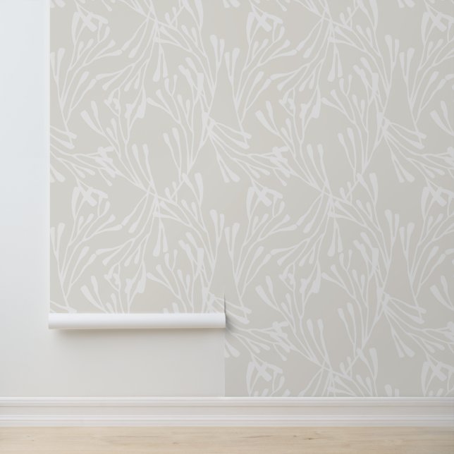 Papel Pintado Minimal Coastal Coral Silhouettes in Beige (Solicitud)