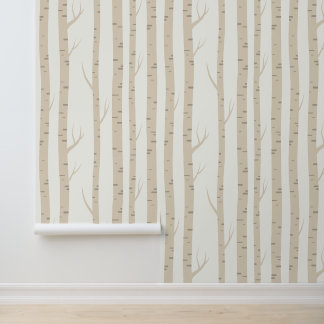 Papel Pintado Minimal Forest Elm Tree - Peel & Stick Wallpaper