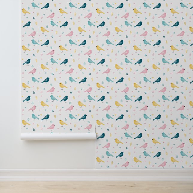 Papel Pintado Minimal Scandi Bird Pattern Nursery (Solicitud)