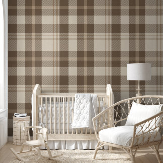 Papel Pintado Minimalist Plaid in Cream and Taupe