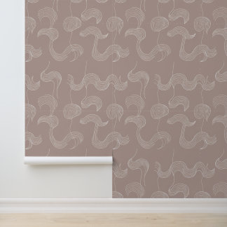 Papel Pintado Minimalista línea de arte ondulado en Mauve