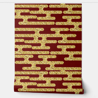Papel Pintado Minimalista patrón rojo y dorado