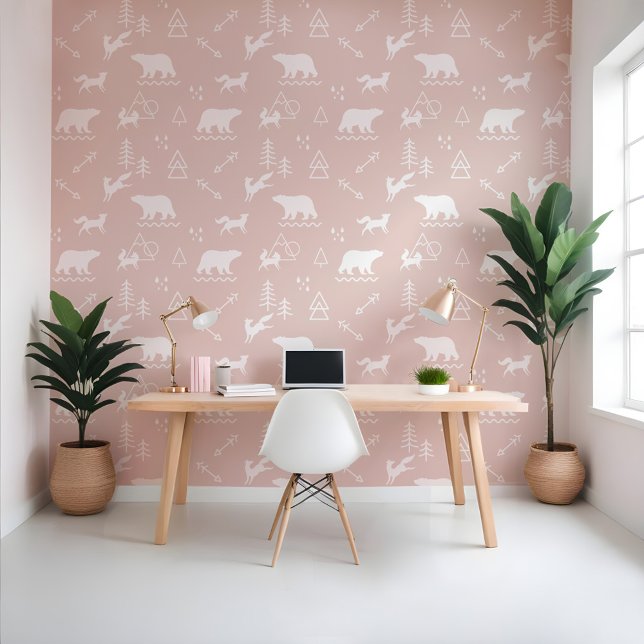 Papel Pintado Mínimo al aire libre de animales forestales salvaj (Minimal Outdoor Wilderness Forest Forest Animals Wallpaper)