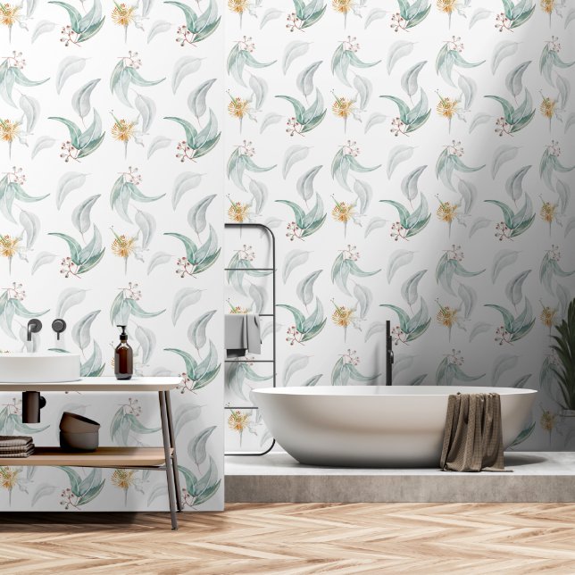 Papel Pintado Mint Eucalyptus Brands Watercolor Art (Baño)
